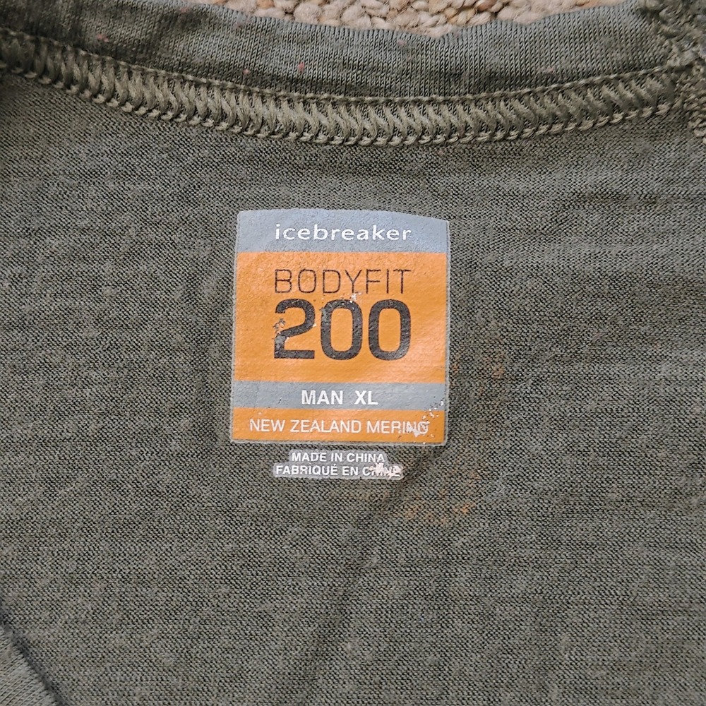 Icebreaker Bodyfit 200 Mens XL Merino Wool Long Sleeve Base Layer Olive Green - Picture 5 of 13